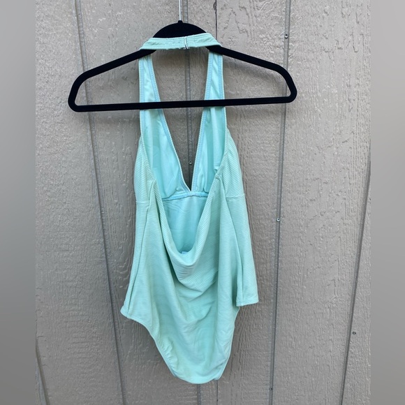 Cupshe Halter One Piece Ribbed Bathing Suit Mint Green Size Large NWT - Picture 6 of 6